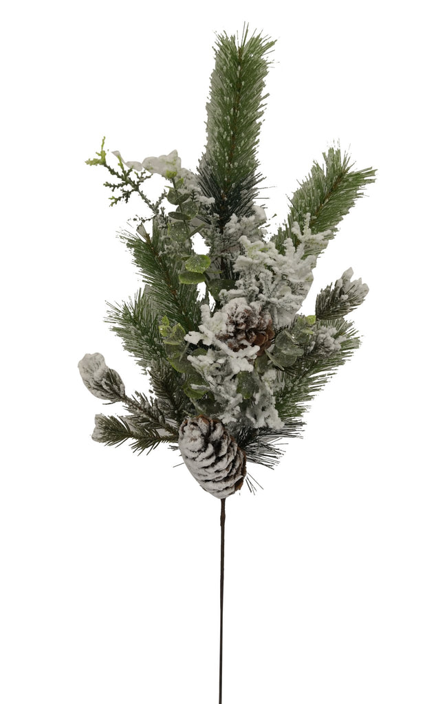 28" Frosted Pine Pinecone Spray - 85333SP28 - White Bayou Wreaths & Supply