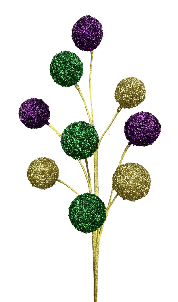 28" Sequin Ball Spray: Mardi Gras - 63574MG - White Bayou Wreaths & Supply