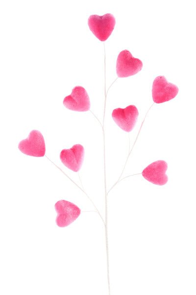 28.5"L Velvet Heart Spray: Pink - HV136922 - White Bayou Wreaths & Supply