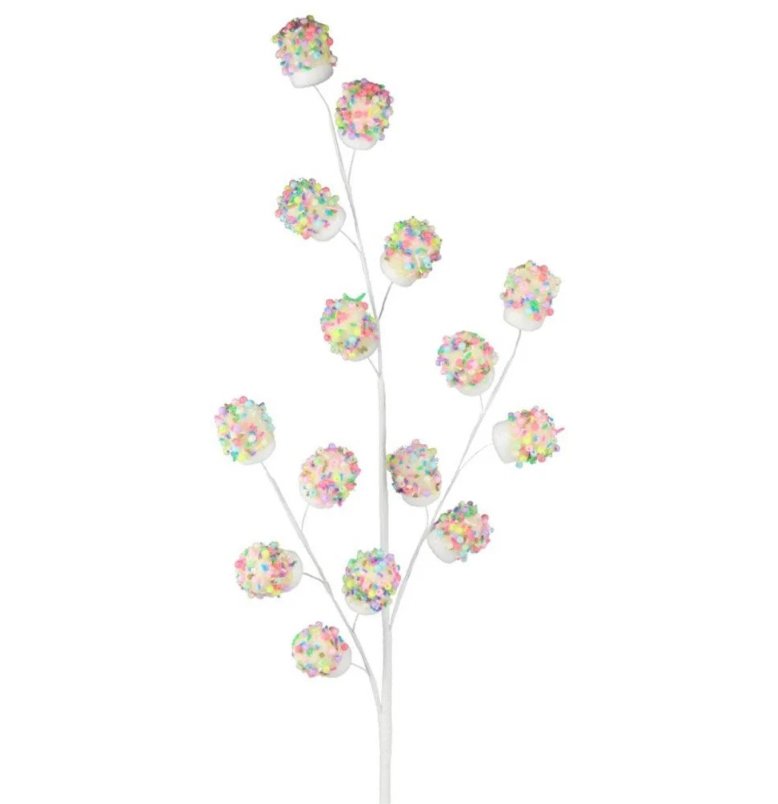 28"L Sprinkles Marshmallow Spray - MN0170 - White Bayou Wreaths & Supply