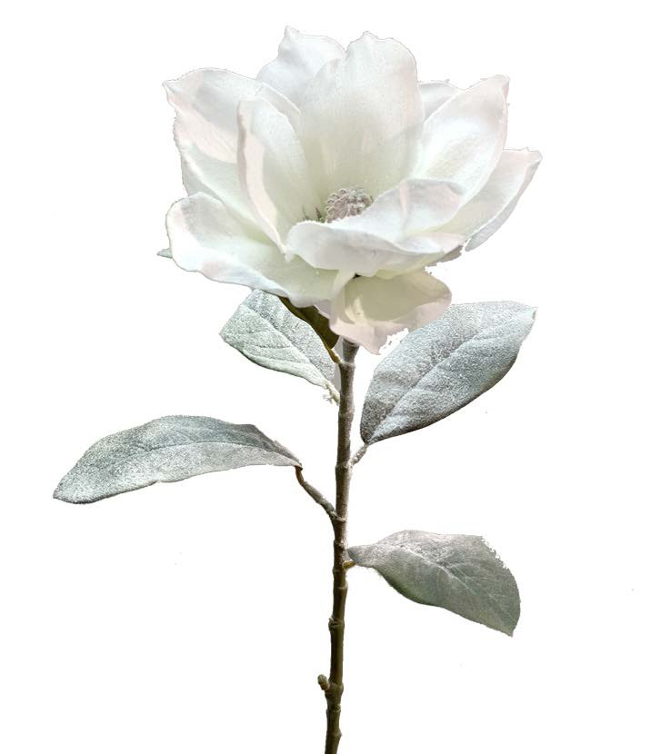 29" Snowy Magnolia Stem: White - 83335WT - White Bayou Wreaths & Supply
