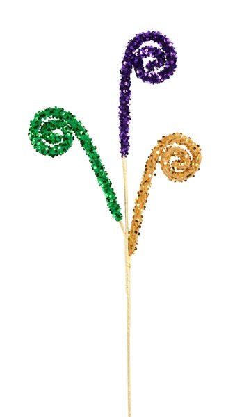 29"L Sequin Curl Loop Spray: Mardi Gras - HG3302 - White Bayou Wreaths & Supply