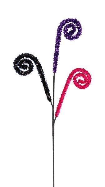 29"L Sequin Curl Spray: Purple, Black, Pink - XS1252AT - White Bayou Wreaths & Supply