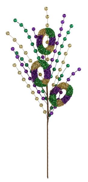 30" Oal Glitter King Cake Spray: Mardi Gras - HG3221 - White Bayou Wreaths & Supply