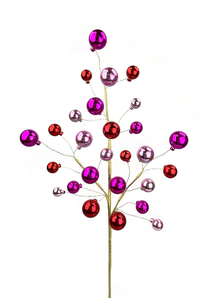 30" Ornament Ball Spray: Pink, Red - 85690PKRD - White Bayou Wreaths & Supply