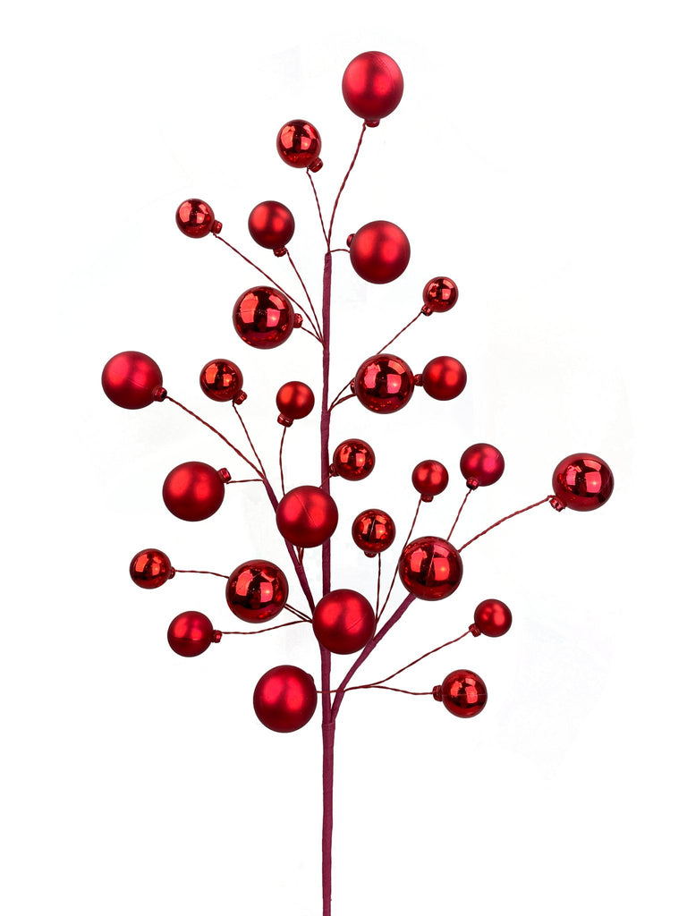 30" Ornament Ball Spray: Red - 85690RD - White Bayou Wreaths & Supply