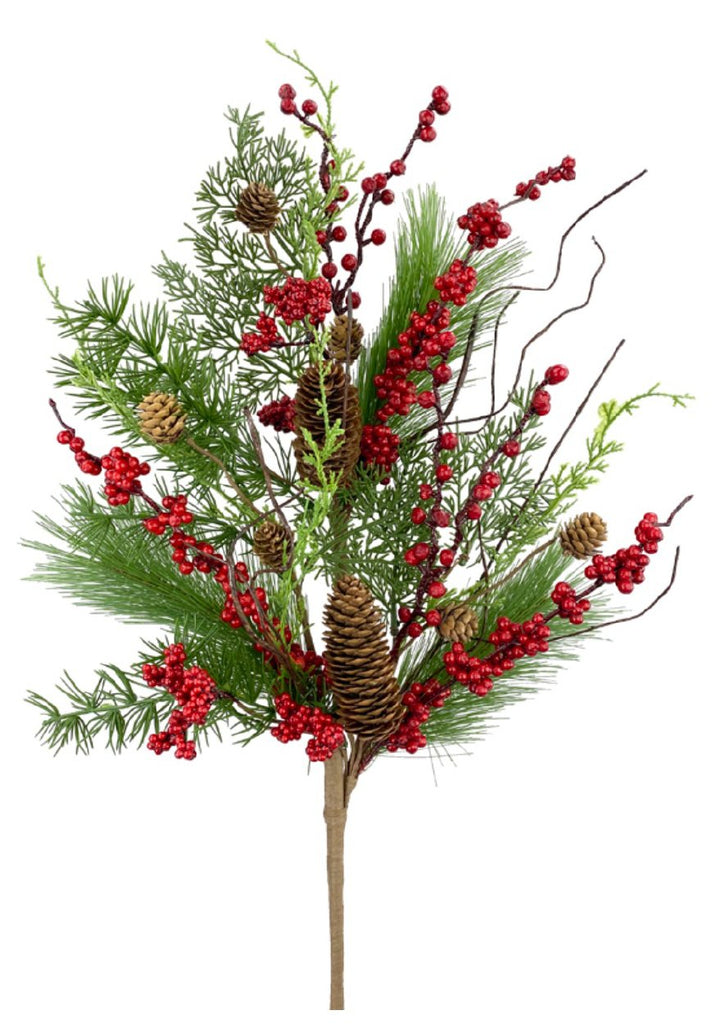 30" Pine Berry Spray - 85310SP30 - White Bayou Wreaths & Supply