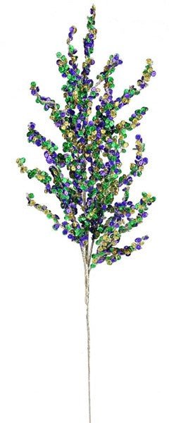 30" Sequin/Glitter Wild Twig Spray - Mardi Gras - HG3170 - White Bayou Wreaths & Supply