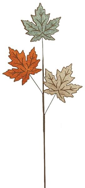 30.75"L Felt/Glitter Maple Leaf Spray: Brown, Moss, Orange, Champagne - HA903638 - White Bayou Wreaths & Supply