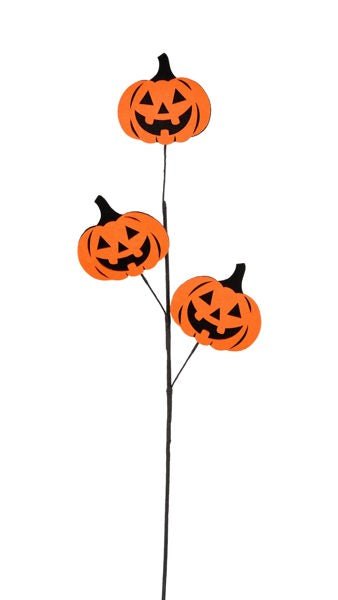 30"L Felt/Fabric Jack - O - Lantern Spray - HH135744 - White Bayou Wreaths & Supply