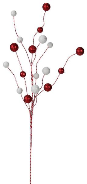 31.5"L Glitter Ball Spray: Red, White - XS999130 - White Bayou Wreaths & Supply