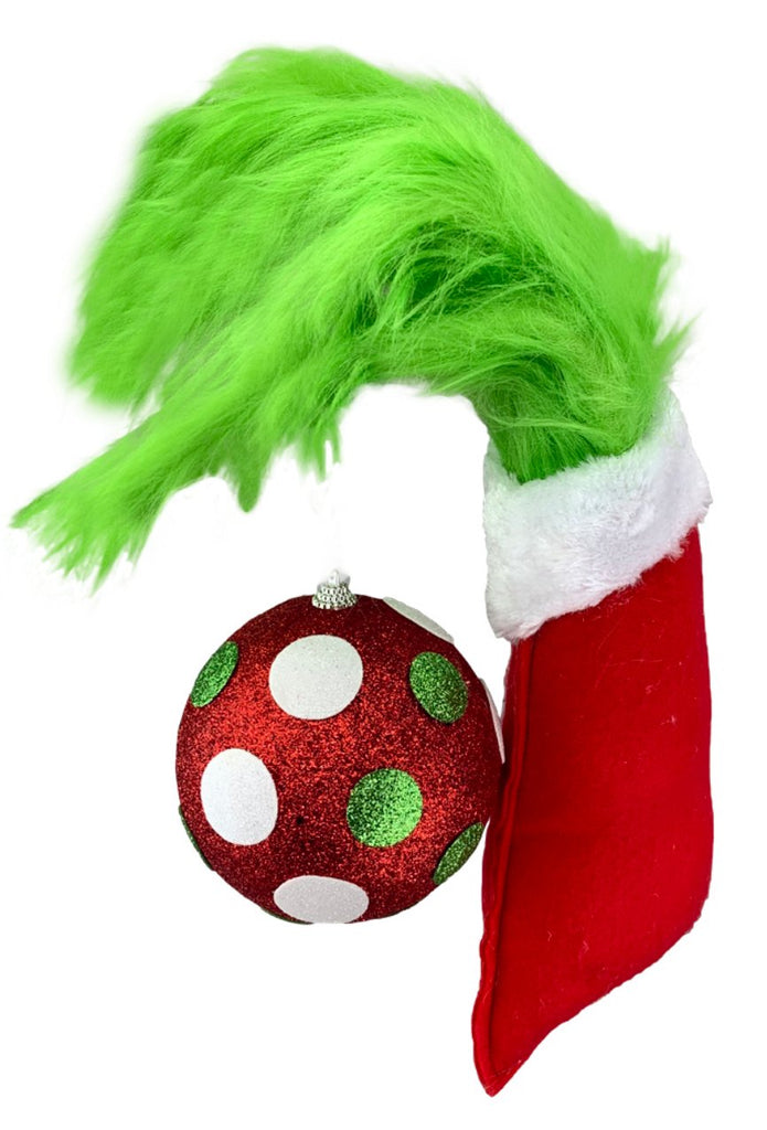 33" Furry Green Monster Hand Ornament - 85515RWG - White Bayou Wreaths & Supply