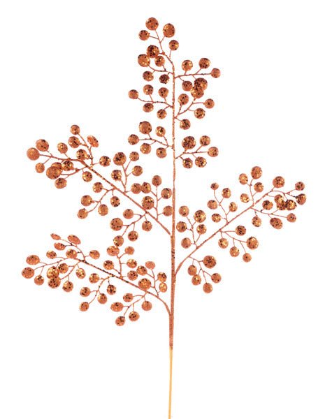 33"L Glitter Round Leaf Spray: Orange - XS226720 - White Bayou Wreaths & Supply