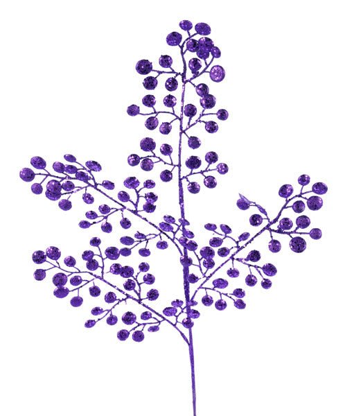 33"L Glitter Round Leaf Spray: Purple - XS226723 - White Bayou Wreaths & Supply