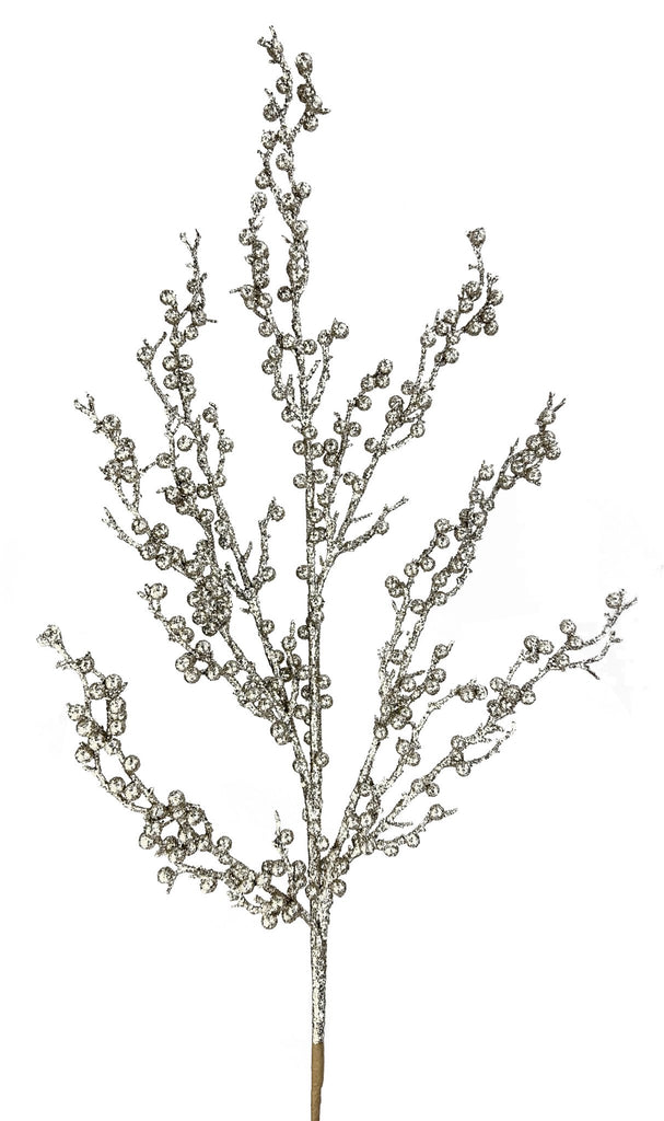 34" Berry Twig Spray x 7: Champagne - 85912CH - White Bayou Wreaths & Supply