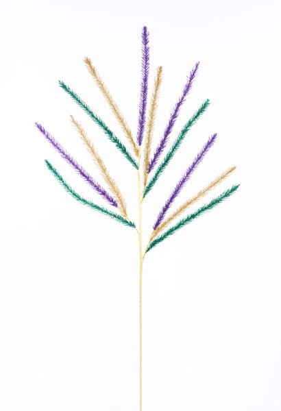 34"L Glitter Pine Spray: Mardi Gras - HG3261 - White Bayou Wreaths & Supply