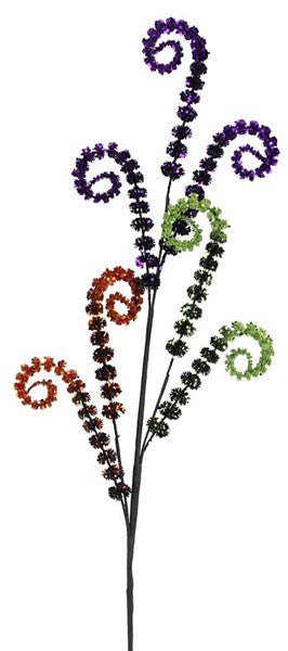 34"L Glitter/Amaranthus Coil Spray: Black, Purple, Copper, Lime - HH144799 - White Bayou Wreaths & Supply