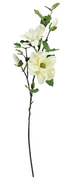 37" L Magnolia Spray: White, Green FS3474 - White Bayou Wreaths & Supply