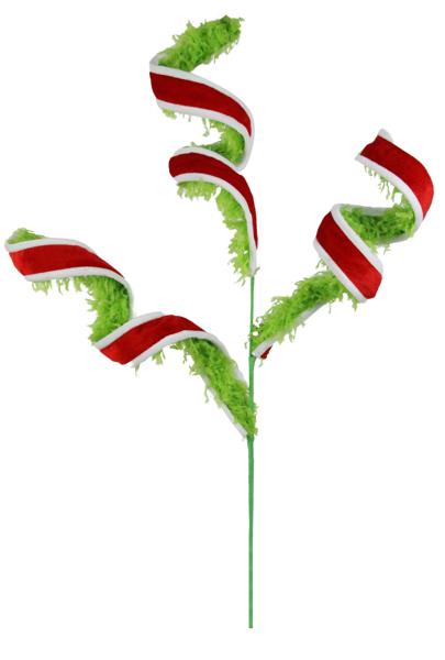 37"L Furry/Velvet Spiral Spray: Red, Lime Green - XP1028 - White Bayou Wreaths & Supply