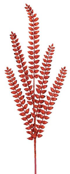 37"L Glittered Fern Spray: Red - XS205724 - White Bayou Wreaths & Supply