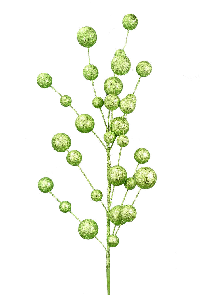 39" Glitter Ball Spray: Lime Green - 84114GN - White Bayou Wreaths & Supply