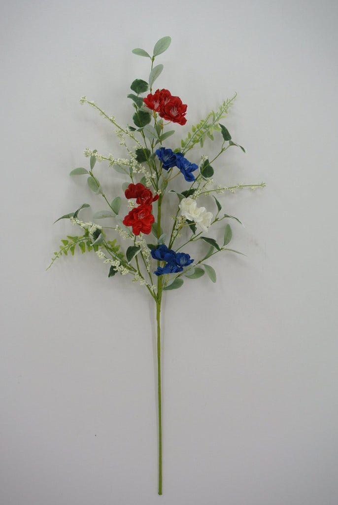 39" Patriotic Hydrangea Spray: Red, White, Blue - 64039 - White Bayou Wreaths & Supply