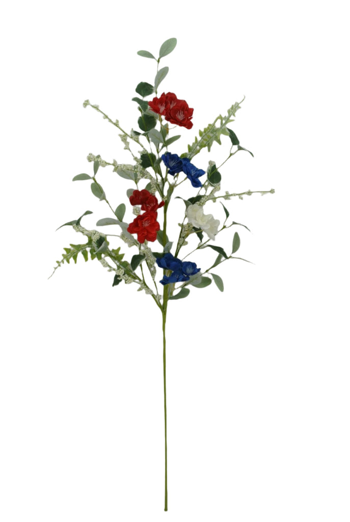 39" Patriotic Hydrangea Spray: Red, White, Blue - 64039 - White Bayou Wreaths & Supply