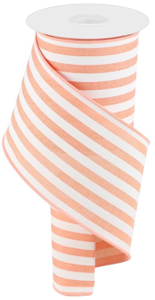 4" Cabana Stripe: Peach, White (10 Yards) RGC156421 - White Bayou Wreaths & Supply