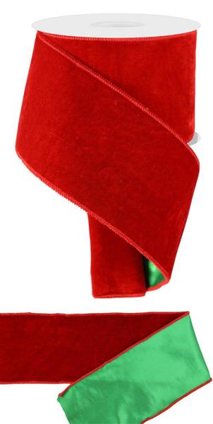 4" Deluxe Velvet / Satin Backing: Red, Green (10 Yards) RGE178173 - White Bayou Wreaths & Supply