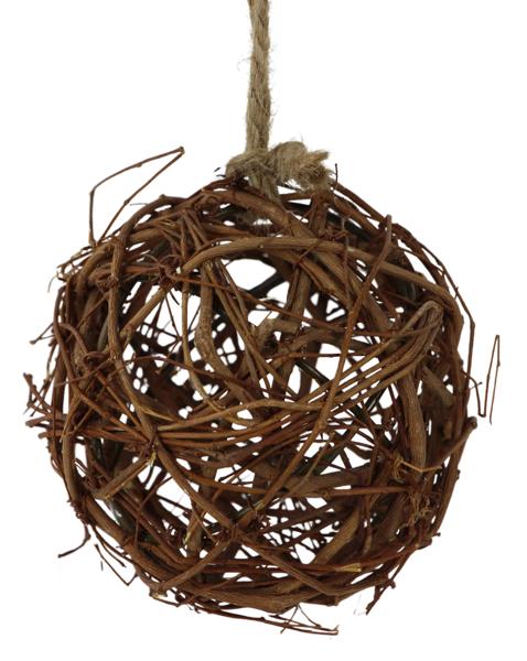 4" Dia Twig Rattan Ball Ornament: Brown - TB5438 - White Bayou Wreaths & Supply