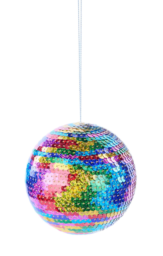 4" Diameter Sequin Ball Ornament: Fiesta - MS1861 - White Bayou Wreaths & Supply