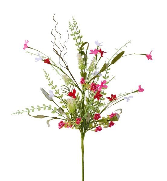 4 - Pack 24"L Fabric Flower/Eva Leaf/Beads Spray: Red, White, Pink - White Bayou Wreaths & Supply