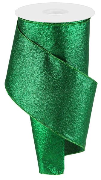 4" Shimmer Glitter: Emerald Green (10 Yards) RGC159806 - White Bayou Wreaths & Supply