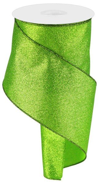 4" Shimmer Glitter: Lime Green (10 Yards) RGC1598E9 - White Bayou Wreaths & Supply