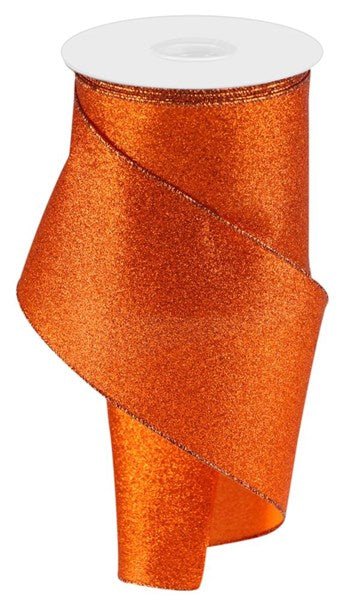 4" Shimmer Glitter: Orange (10 Yards) RGC159820 - White Bayou Wreaths & Supply