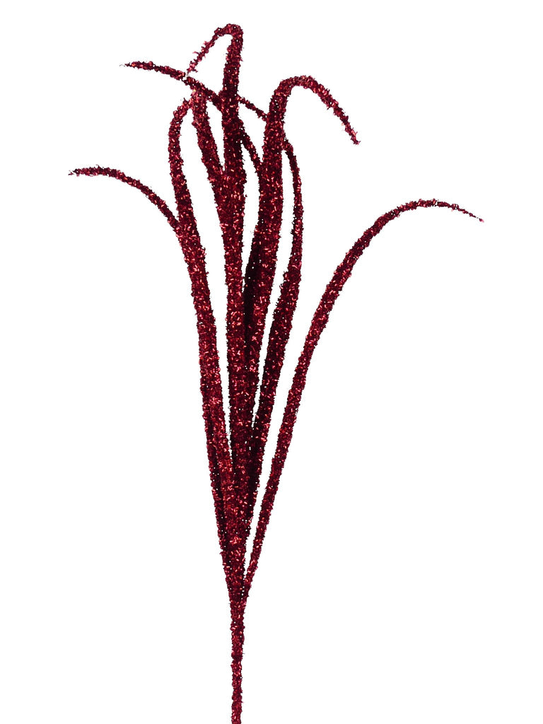 42" Glitter Grass Spray: Red - 83056RD - White Bayou Wreaths & Supply