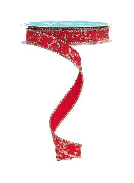 5/8" Glitter Mini Leaf Vines: Red, Gold (10 Yards) RGF139336 - White Bayou Wreaths & Supply