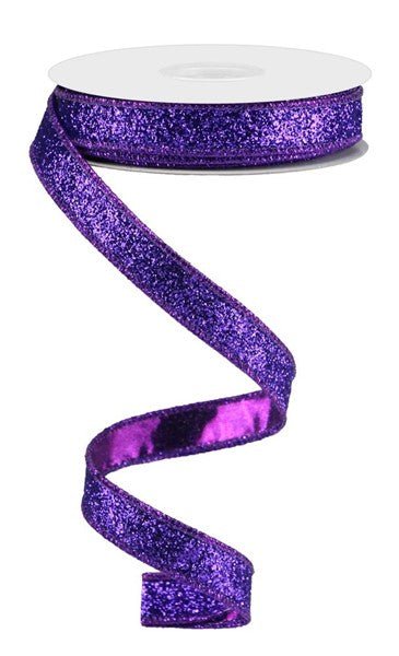 5/8" Glitter On Metallic: Purple (10 Yards) RJ203023 - White Bayou Wreaths & Supply