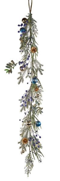 5'L Ball/Berry/Spruce Garland: Blue, Gree, Gold - XX8646 - White Bayou Wreaths & Supply