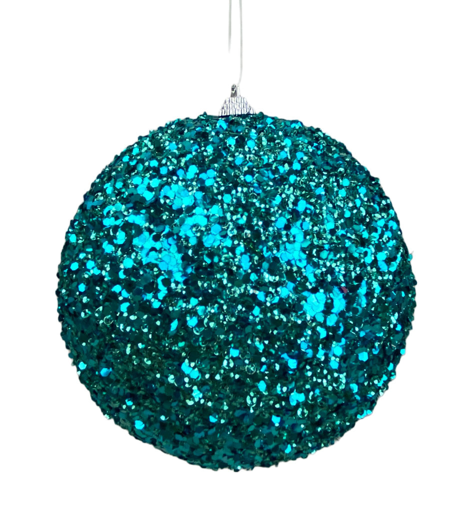 6" Dia Sequin Ornament Ball: Teal - 85679BL - White Bayou Wreaths & Supply