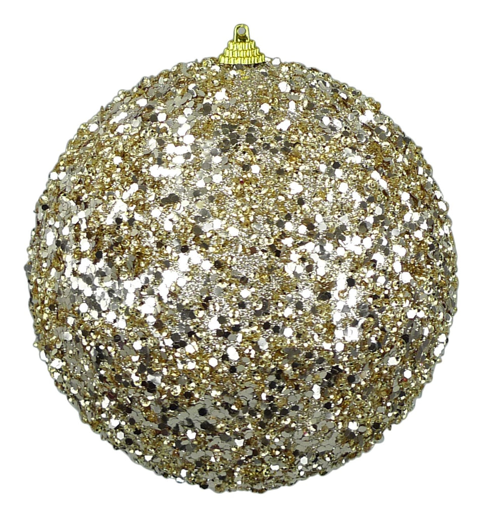 6" Diameter Sequin Ball Ornament: Champagne - 84671CH - White Bayou Wreaths & Supply