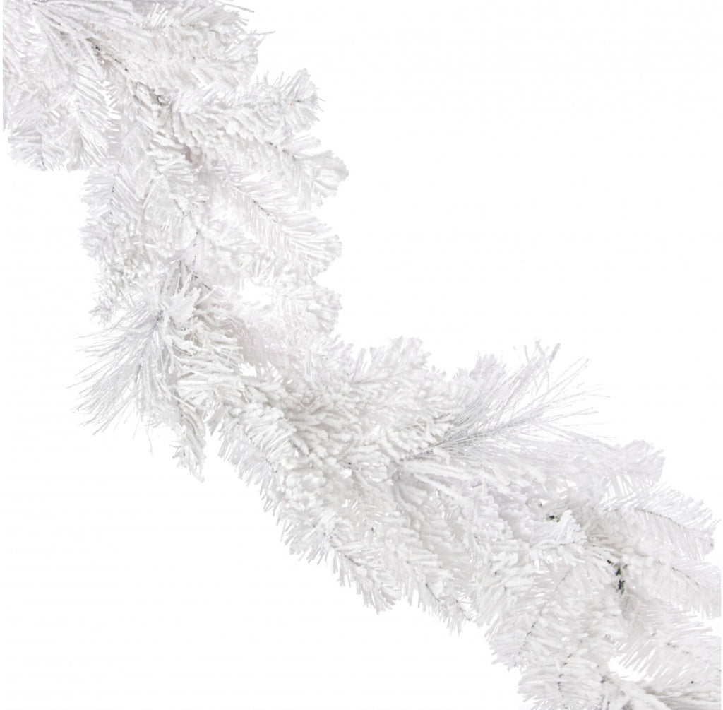 6' Flocked Pine Garland: White - 85875GA6 - White Bayou Wreaths & Supply