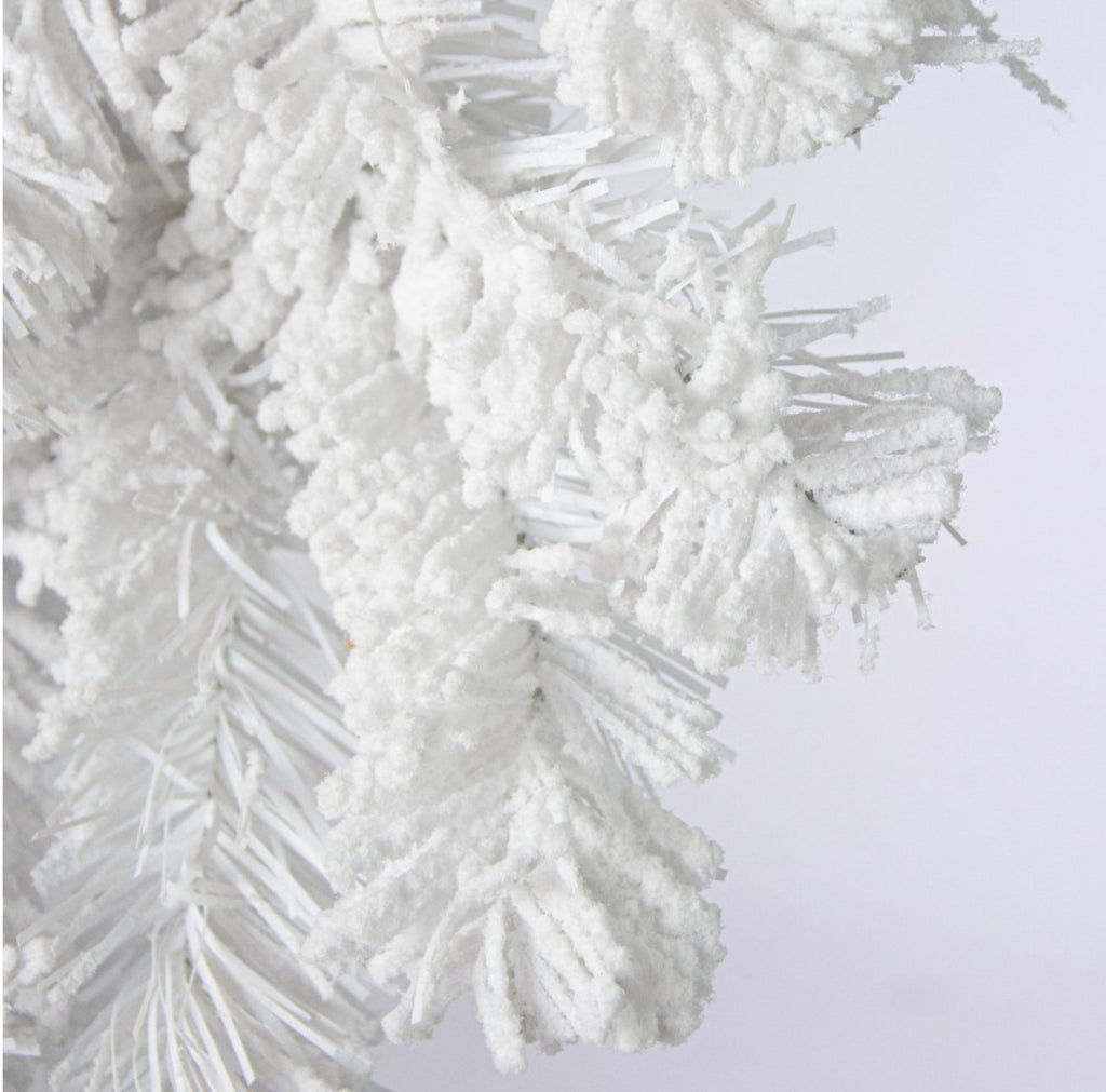 6' Flocked Pine Garland: White - 85875GA6 - White Bayou Wreaths & Supply