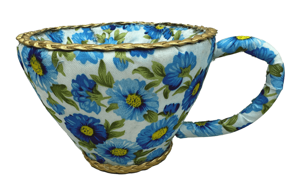 6" Floral Tea Cup Decoration: Blue - 63725BL - White Bayou Wreaths & Supply