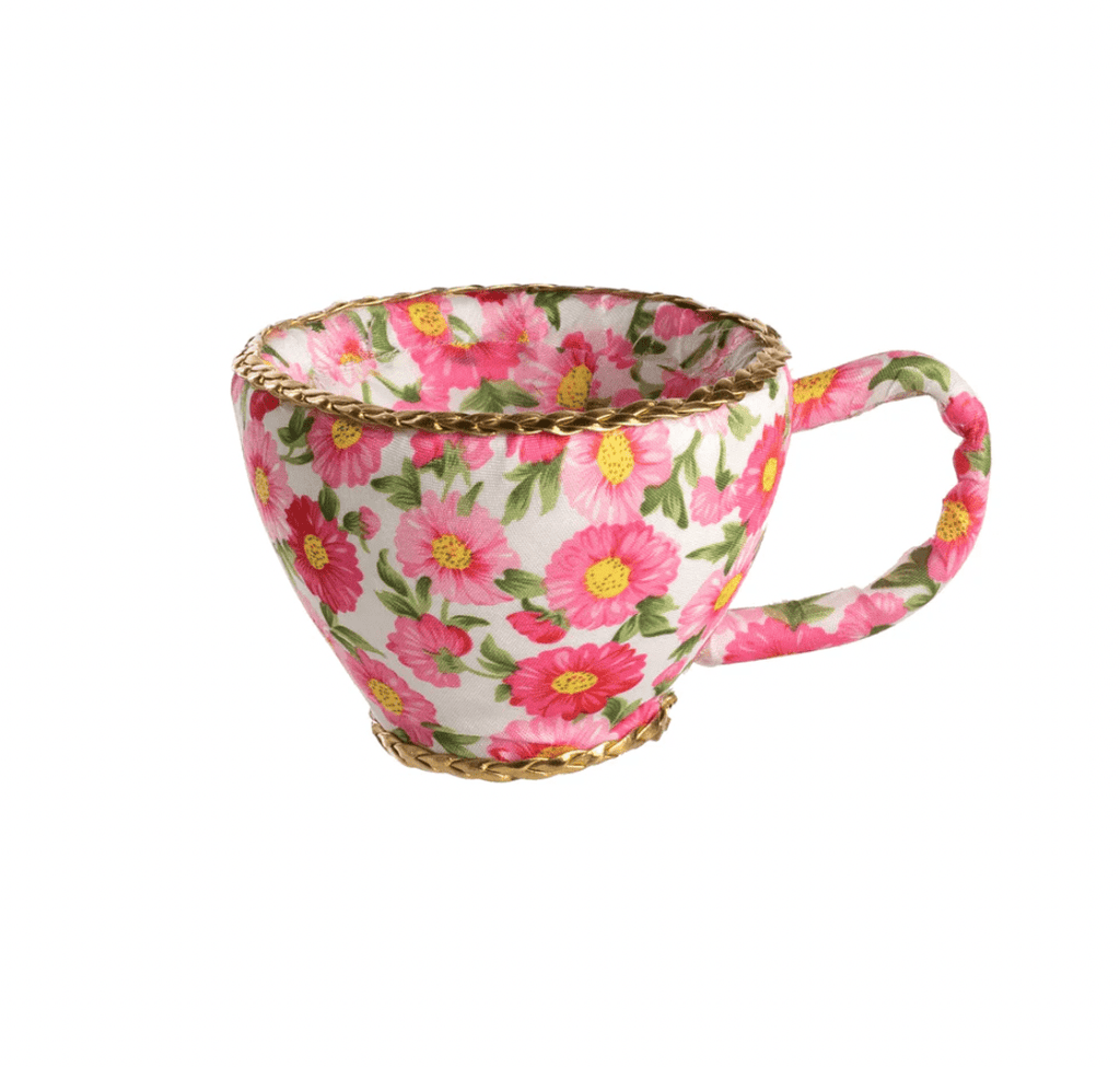 6" Floral Tea Cup Decoration: Pink - 63725PK - White Bayou Wreaths & Supply