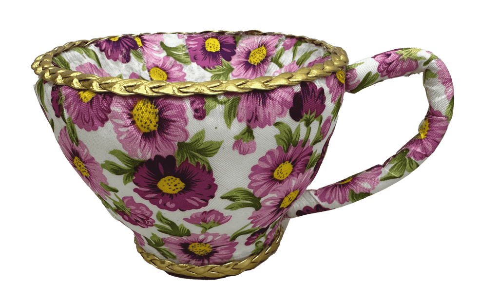 6" Floral Tea Cup Decoration: Purple - 63725PU - White Bayou Wreaths & Supply