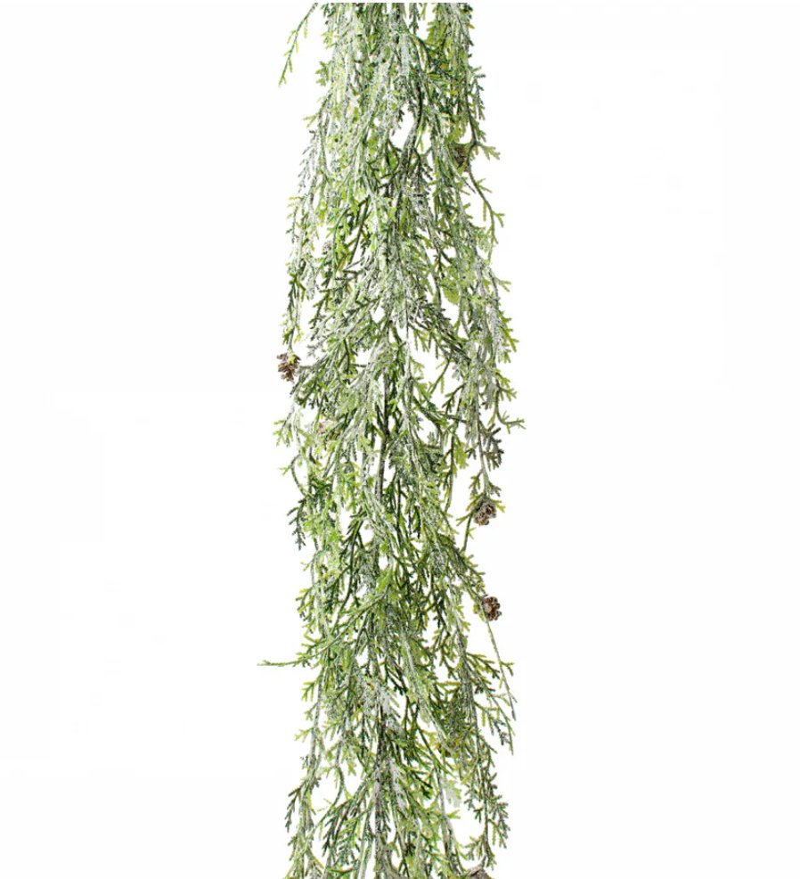 6' Frosted Cedar Garland - 85347FROST - White Bayou Wreaths & Supply