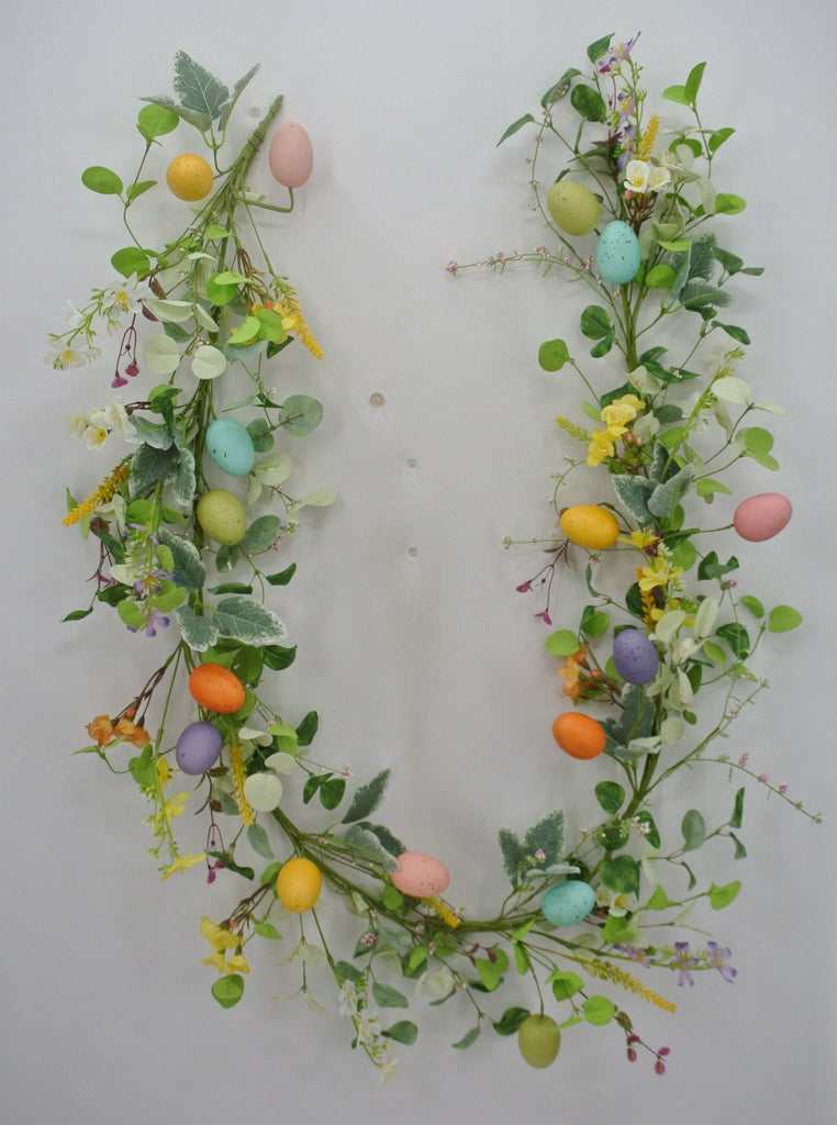 6' Speckled Easter Egg & Mixed Leaves Garland - 64776 - White Bayou Wreaths & Supply