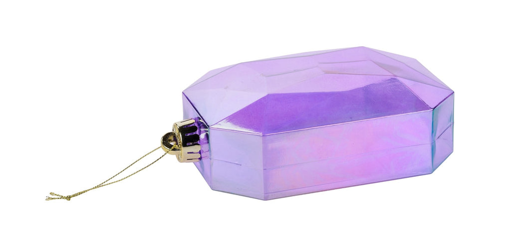 6.25"L Iridescent Rectangle Gem Ornament: Iridescent Purple - XJ553784 - White Bayou Wreaths & Supply