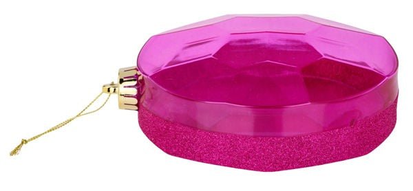 6.5" Glitter Oval Gem Ornament: Fuchsia - XJ563607 - White Bayou Wreaths & Supply